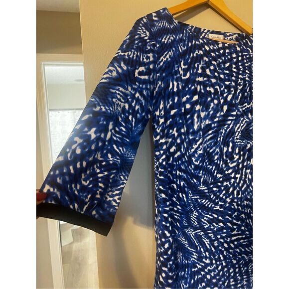Calvin Klein Women’s Size 0 Sheath Dress Blue Multicolor Knee Length Stretch - Picture 5 of 9